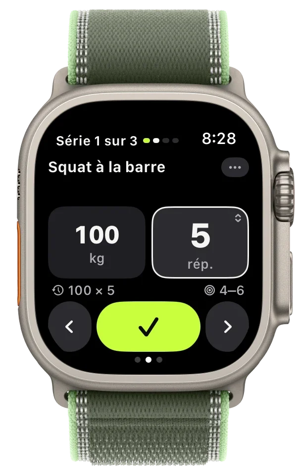Brick sur Apple Watch : saisie d’une série