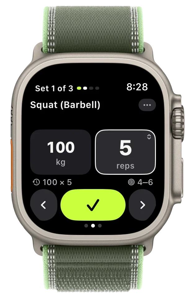 Brick on Apple Watch: logging a set
