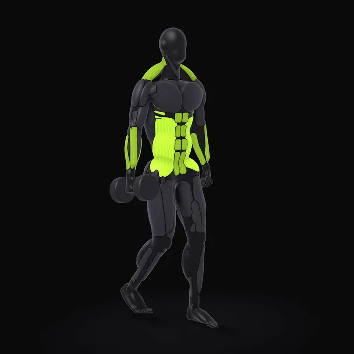 3D animation of the Dumbbell Suitcase Carry